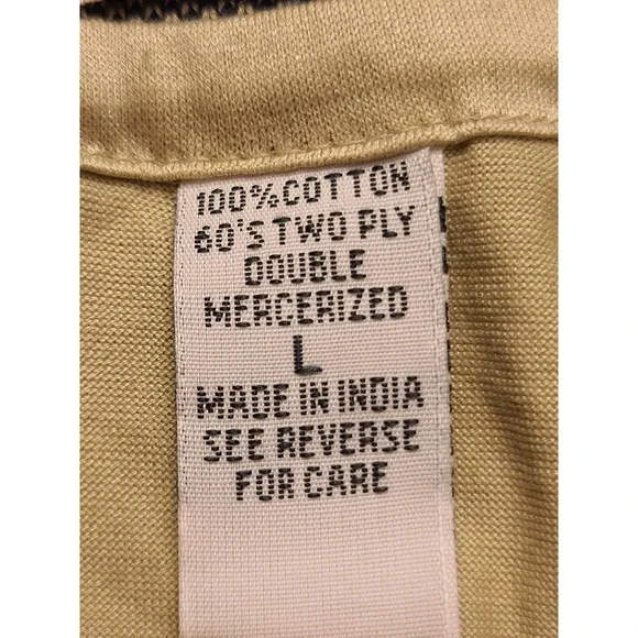 Golf Where Men's Large Tan Mercerized Cotton Short Sleeve Polo Shirt Grey Trim - Picture 4 of 13